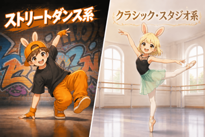 ストリートダンス系とクラシックスタジオ系