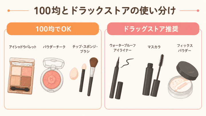100均とドラックストアのコスメ使い分け