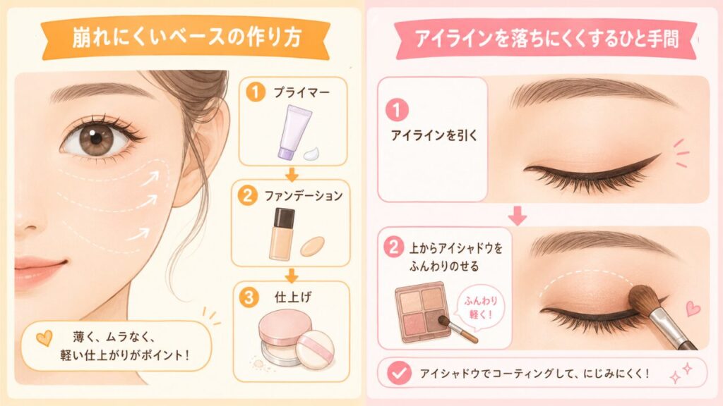 汗で崩れにくくするメイクのコツ
